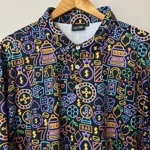 Sunday Swagger Golf Polo Mens 3XL Black Neon Casino Gambling Print Short Sleeve